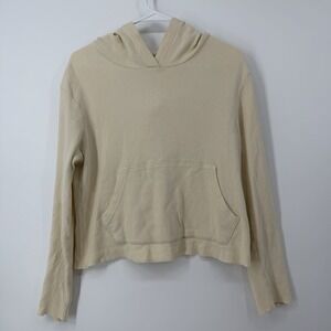 Pact‎ Waffle Knit Hoodie Cream Women's Size Small Organic Cotton Pullover